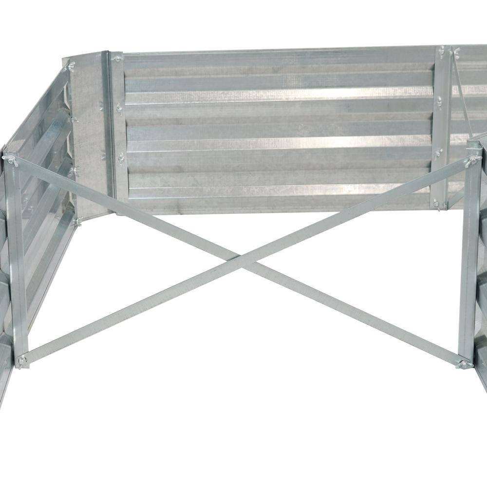 Silver Galvanized Steel L-Shaped Raised Garden Bed
