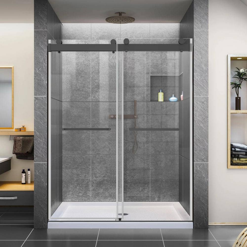 68 to 72 in. W x 76 in. H Double Sliding Frameless Shower Door, Soft-Close,