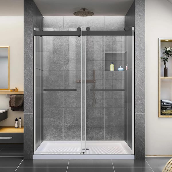 ANGELES HOME 68 to 72 in. W x 76 in. H Double Sliding Frameless Shower ...