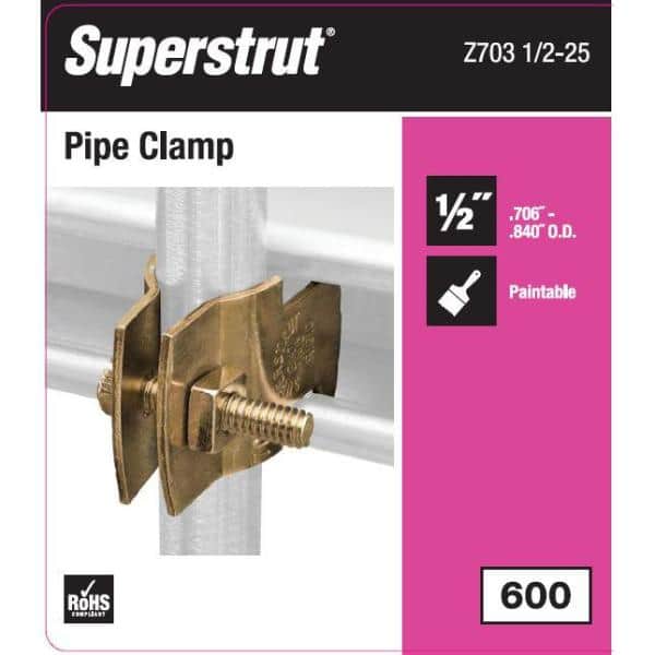1/2 in. Universal Strut Pipe Clamp - Gold Galvanized (Strut Fitting) (Z703 1/2-25)