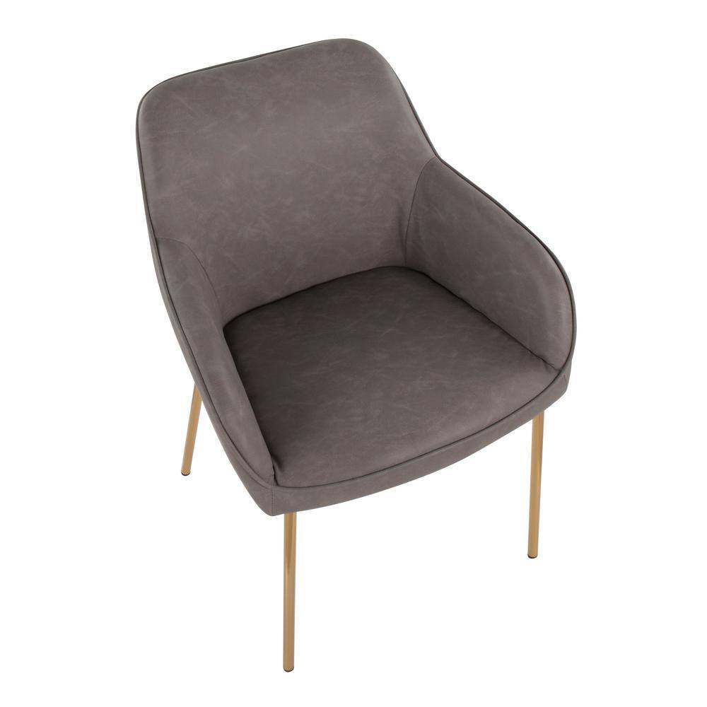 Daniella Gold Steel and Gray Faux Leather Dining Chairs, Set of 2