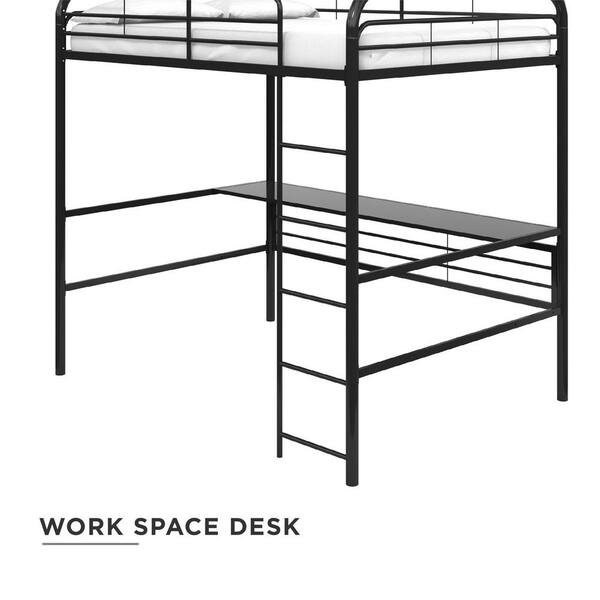 Dhp Kenzie Black Metal Full Loft Bed, Metal Full Loft Bed With Desk Underneath