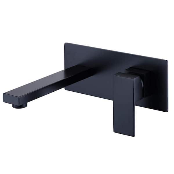 FORCLOVER Single Handle Wall Mounted Bathroom Faucet in Matte Black