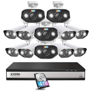 4K 16-Channel PoE 4TB NVR Security Camera System with 12X 5MP Wired Spotlight Cameras, Color Night Vision, 2-Way Audio