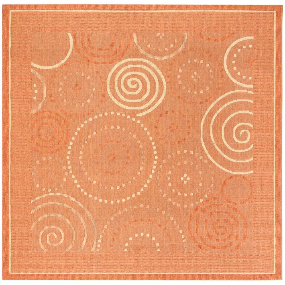 SAFAVIEH Courtyard Terracotta/Natural 7 ft. x 7 ft. Square Border