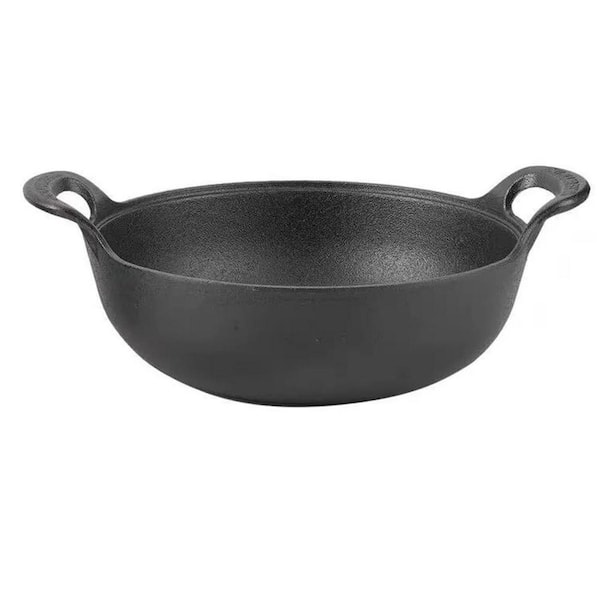 Cast Iron Wok with Handles 1 Piece Black Finish Durable Cast Iron Even Heat Retention Versatile Cooking Oven-Safe