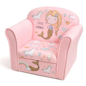 Blue Kids Mermaid Sofa Children Armrest Couch Upholstered Chair