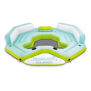 Seascape Island PVC Inflatable Water Lounge with Built-In Cooler and Backrests