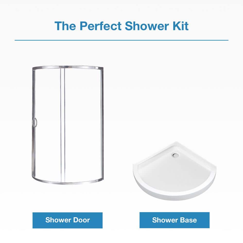 Breeze Polished Chrome 35" Round Shower Kit with Clear Glass Panels