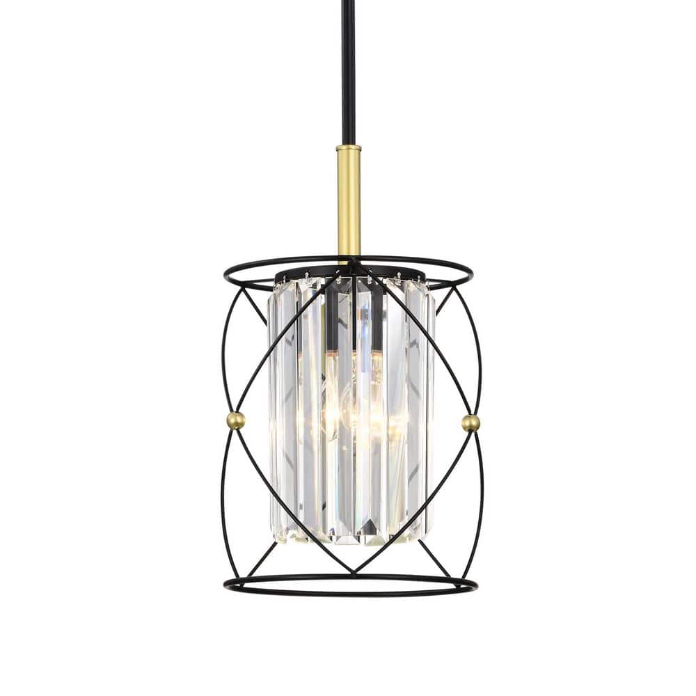 Christina 1-Light Black and Gold Cage Mini Pendant with Hanging Crystals price history on PriceWatchPro