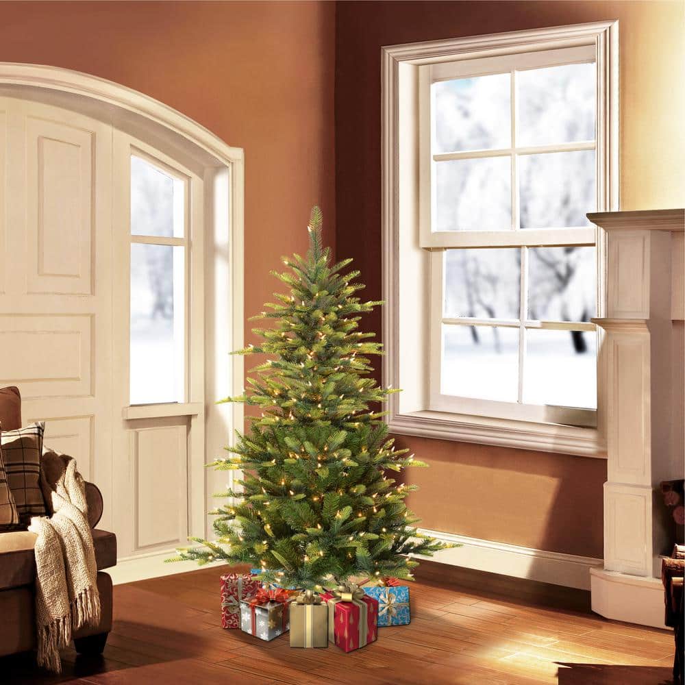 4.5-Foot Green Fir Pre-Lit Artificial Christmas Tree with Lights