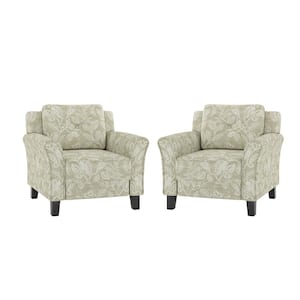 Anton Trasitional Lamb Wool Slipcovered Armchair Set of 2-Floral