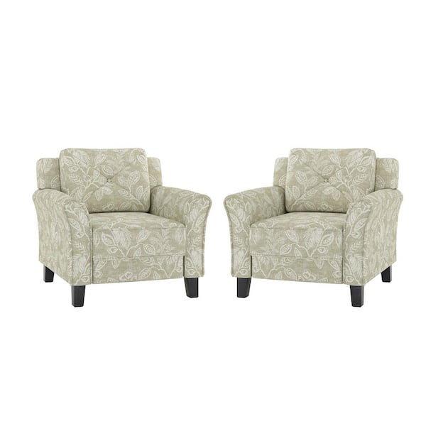 JAYDEN CREATION Anton Trasitional Lamb Wool Slipcovered Armchair Set of 2-Floral