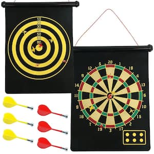Magnetic Roll-Up 17.5 in. Dart Board and Bulls-Eye Game with Darts