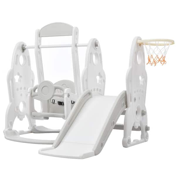 TIRAMISUBEST Toddler Slide and Swing Set 3-in-1, Gray Kids