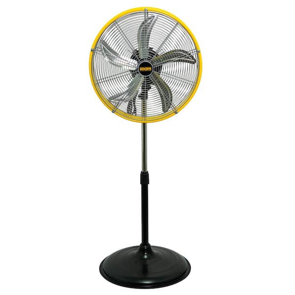 WOCK 20 in. 3 Speeds High Velocity Oscillating Pedestal Fan in Yellow with 1/5 HP Powerful Motor, 5000 CFM