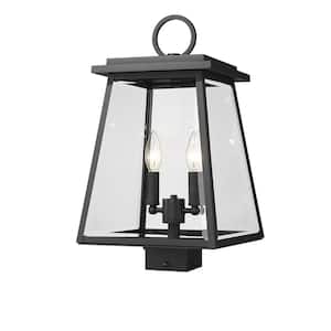 Broughton 2-Light Black Aluminum Hardwired Outdoor Weather Resistant Post Light with No Bulbs Included