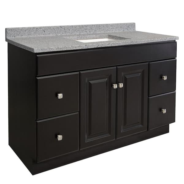 Design House Wyndham 49 in. W x 22 in. D x 36 in. H 2-Door 4-Drawer Bath Vanity in Espresso with Cultured Marble Vanity Top