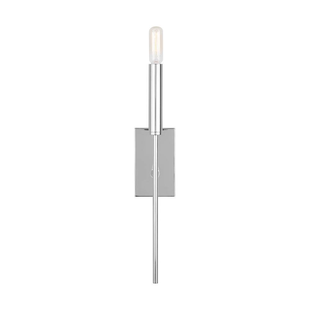 Polished Nickel Iron Wall Sconce with White Linen Shade