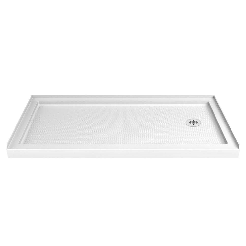 Slim Line 42 in. L x 60 in. W Alcove Single Threshold Shower Pan Base with Right Drain in White price history on PriceWatchPro