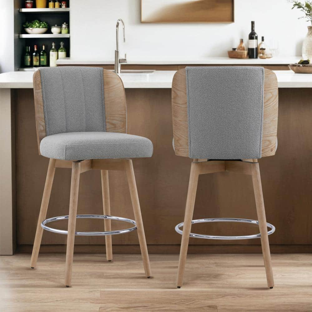 Spruce & Spring Lysander 26.4 in. Grey Swivel Counter Height Bar Stool ...