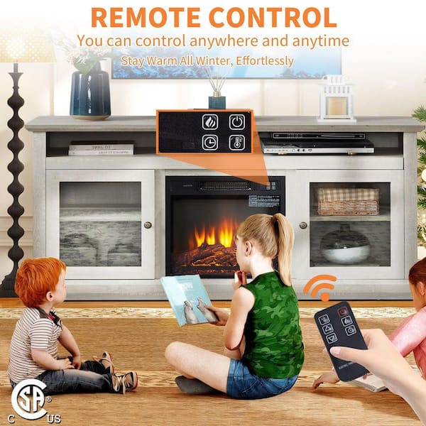 ToolCat 60 in. Freestanding Electric Fireplace TV Stand with 18 in