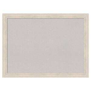 Hardwood Whitewash Narrow Wood Framed Grey Corkboard 31 in. x 23 in. Bulletin Board Memo Board