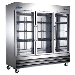 80.9 in. W 72 cu. ft. 3 Glass Door Commercial Refrigerator Merchandiser in Stainless Steel
