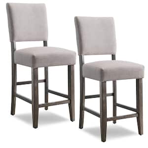 40 in. Heather Gray Upholstered Bar Stool 25.25 in. Counter Height Chair with Ash Wood Legs (Set of 2)