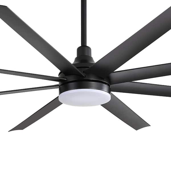 Wesley 72 in. Indoor Black Windmill Ceiling Fan with Integrated LED, Downrod, Black Blade and Remote Included