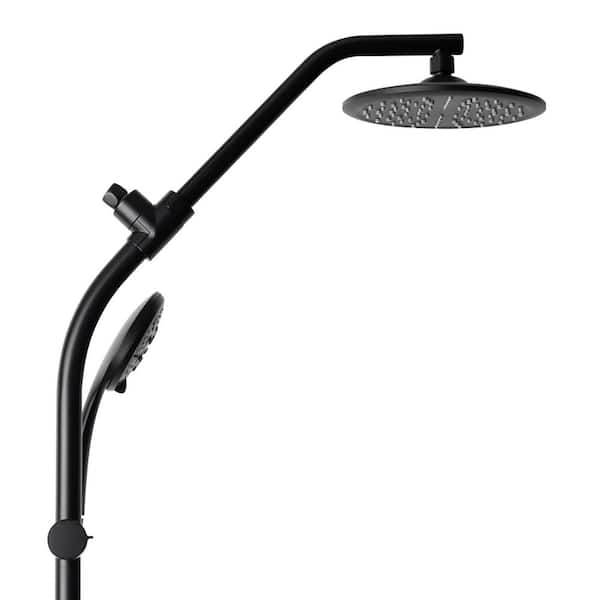 ShowerRail kit w/ 8 in. rain showerhead and 6-spray handheld showerhead Matte Black