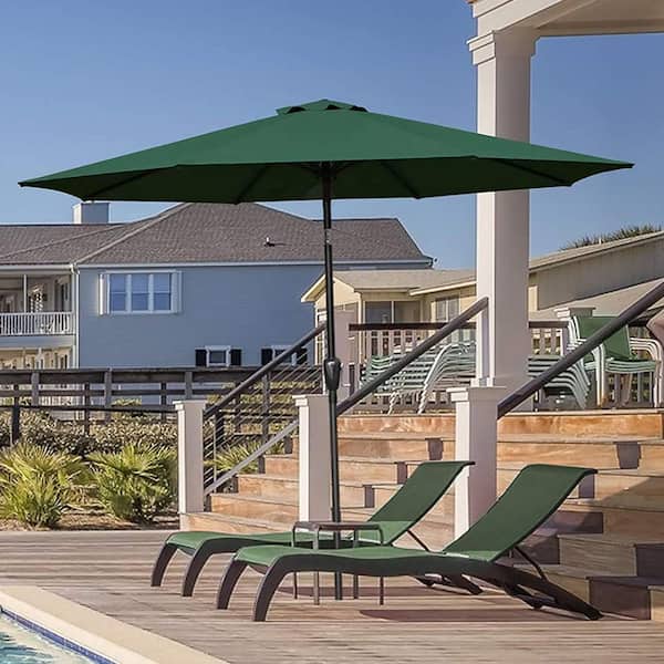 Coporesell 9 ft. Stainless Steel Patio Umbrella in Green with Push Button Tilt and Crank