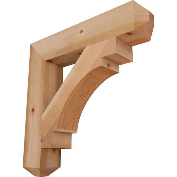 Ekena Millwork 5.5 in. x 32 in. x 32 in. Western Red Cedar Merced Craftsman Smooth Bracket