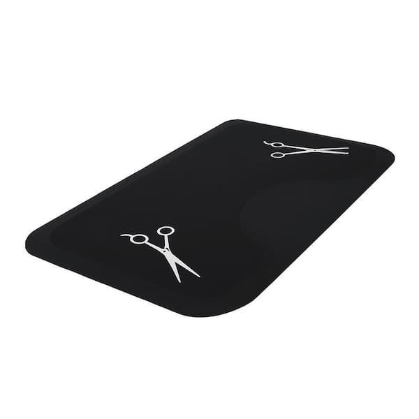 Salon Black 60" x 35.98" Rectangle Anti-Fatigue Mat Scissors Pattern
