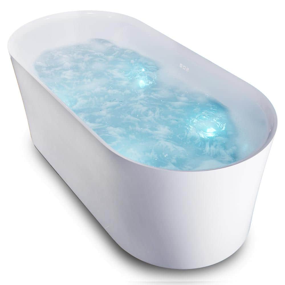 ANZZI Jericho Series 67 in. Air Jetted Freestanding Acrylic Bathtub in ...