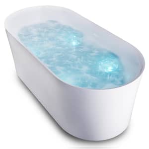 Jericho Series 67 in. Air Jetted Freestanding Acrylic Bathtub in White - Luxurious Soaking Comfort