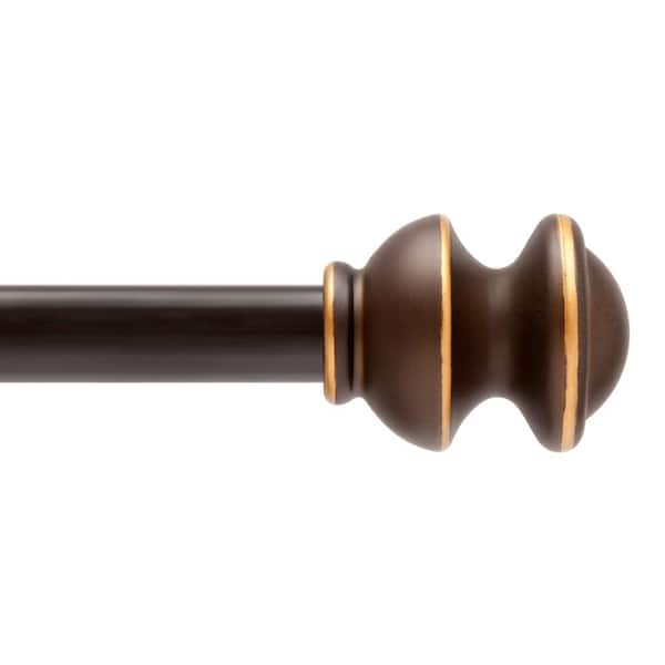 Kenney Kendall 48 in. - 86 in. Adjustable Single Curtain Rod 5/8 in. Diameter in Oil Rubbed Bronze with Modern Finials