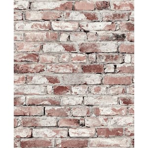Brickwork Clay Vinyl Peel and Stick Wallpaper Roll (Covers 30.75 sq. ft.)