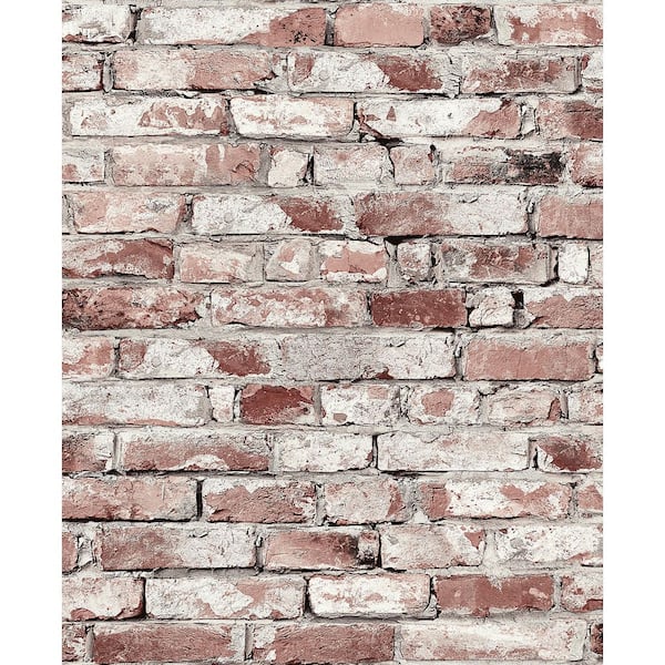 SURFACE STYLE Brickwork Clay Vinyl Peel and Stick Wallpaper Roll (Covers 30.75 sq. ft.)