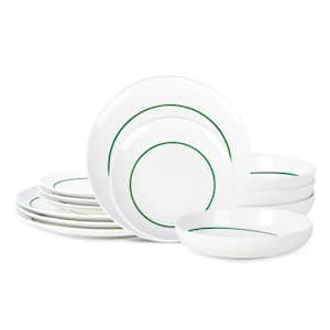 Luna 12-Piece Green Porcelain Dinnerware Set (Service for 4)