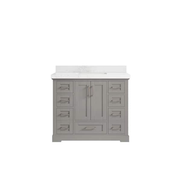 Willow Collections Boston 42 in. W x 22 in. D x 36 in. H Bath Vanity in Elephant Gray with 2 in. Empira Quartz Top