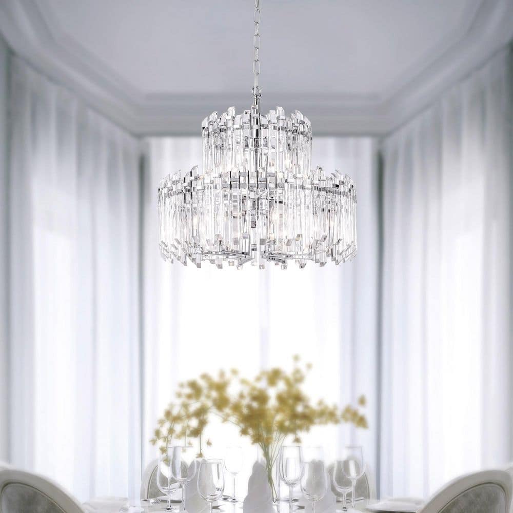 Henrietta Chrome 12-Light Crystal Two-Tier Chandelier