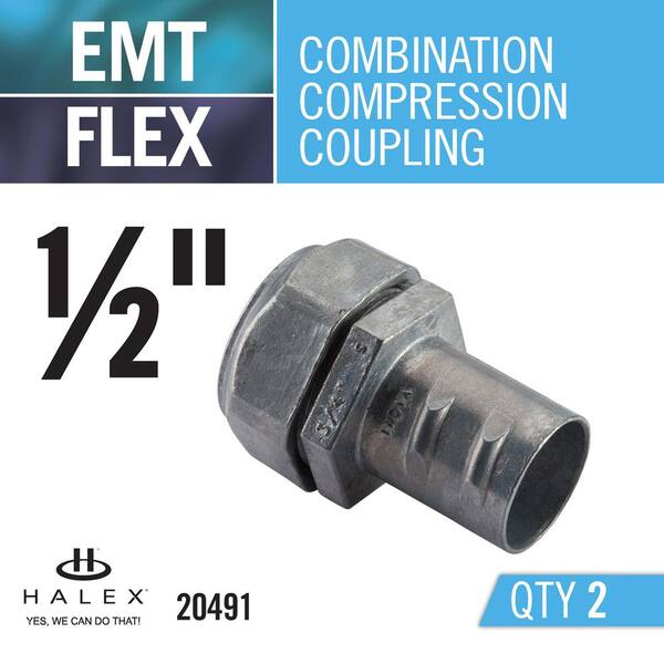 HALEX 20491 Combination Coupling 1/2 in EMT Flexible Steel for sale online 