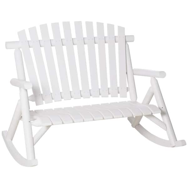Lengtegraad Onzin Terugbetaling Outsunny White Wood Outdoor Rocking Chair, Rocker with Slatted Design, High  Back for Backyard, Garden 84A-066WT - The Home Depot