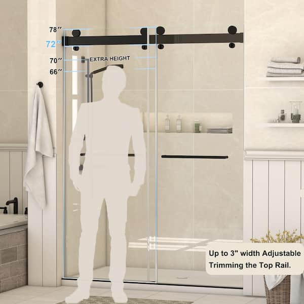 Hpeytaire 69-72 in. W x 78 in. H Double Sliding Door Soft-Closing