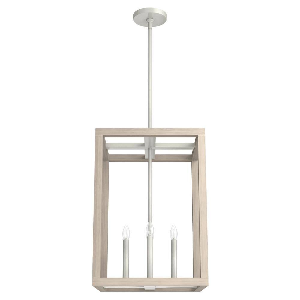 Brushed Nickel and Bleached Wood 15" LED Pendant Light