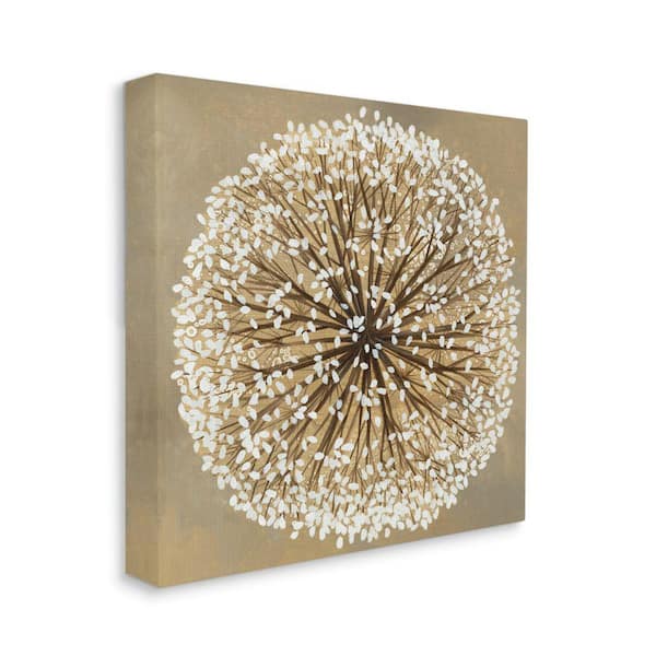 Glass Wall Art Dandelion floral white 