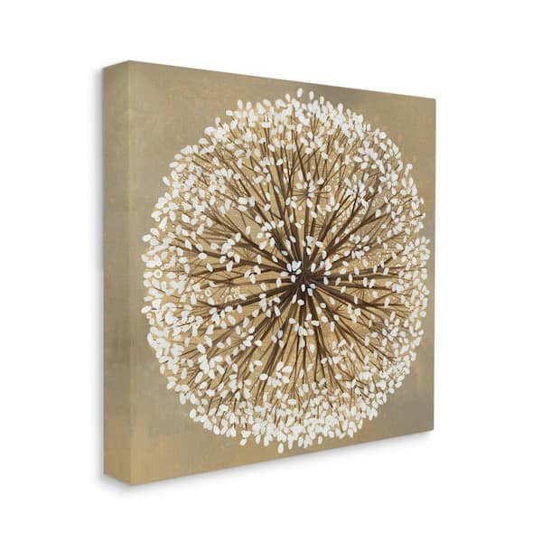 Stupell Industries Abstract Dandelion Flower Full Bloom Brown White By Liz Jardine Unframed Print Nature Wall Art 24 in. x 24 in.