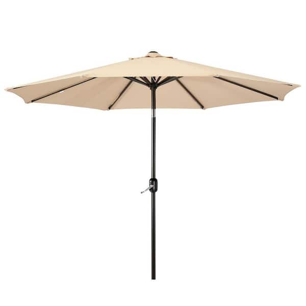 Tristen 9 ft. Outdoor Patio Crank and Tilt Market Table Umbrella in Beige