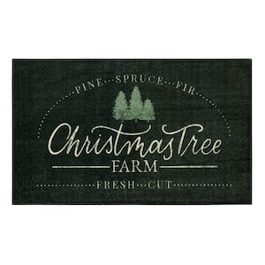 Christmas Tree Farm Black 2 ft. 6 in. x 4 ft. 2 in. Machine Washable Area Rug